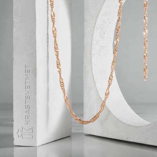 Цепь из красного золота 585, плетение «Сингапур»